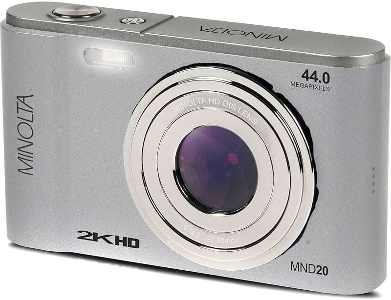 Minolta MND20 44MP Digital Camera – 2.7K Ultra HD Video, 16X Digital Zoom, Anti-Shake Stabilization, Time Lapse, Face Detection, 2.9-inch LCD Display – Lightweight Compact Camera (Silver) - Image 5