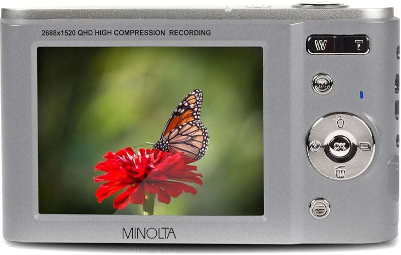Minolta MND20 44MP Digital Camera – 2.7K Ultra HD Video, 16X Digital Zoom, Anti-Shake Stabilization, Time Lapse, Face Detection, 2.9-inch LCD Display – Lightweight Compact Camera (Silver) - Image 7