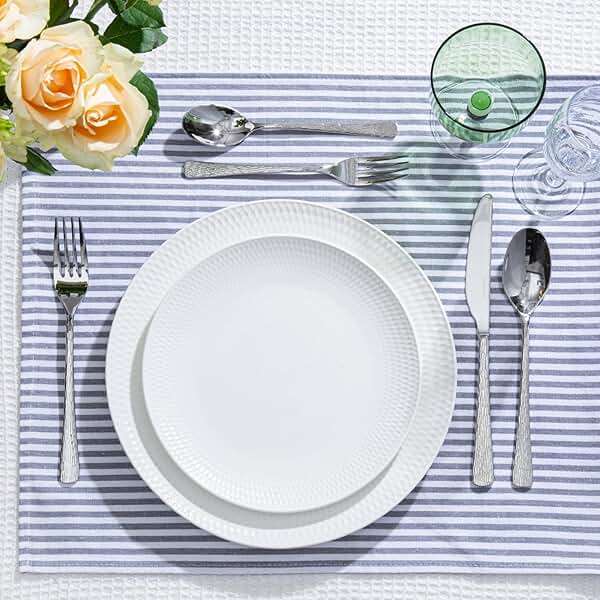 KINGSTONE Hammered Silverware Set, 20-Piece Flatware Set, 18/10 Stainless Steel Premium Cutlery with Unique Ripple Handles Design Mirror Polished - Dishwasher Safe - Image 8