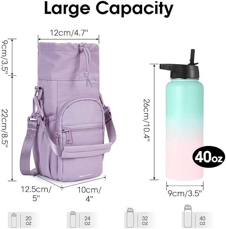 sportsnew Water Bottle Holder 40oz Crossbody Insulated Cup Sleeve Water Bottle Carrier Sling Bag with Phone Pocket, Walking - Image 2