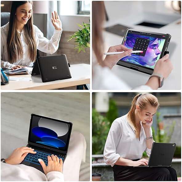 typecase Touch iPad 11th 10th Generation Case with Keyboard (11" 2025, A16 & 10.9" 2022) – 360° Rotatable, 11-Color Backlit, Multi-Touch Trackpad, Pencil Holder, Thin & Light – Black - Image 7