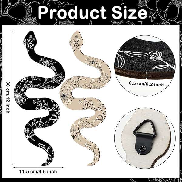 Gerrii Set of 2 Earthy Room Decor Wall Art Boho Witchy Wooden Snake Decor Natural Aesthetic Wall Hanging Boho Art for Apartment Bedroom Living Room(Crawl) - Image 3