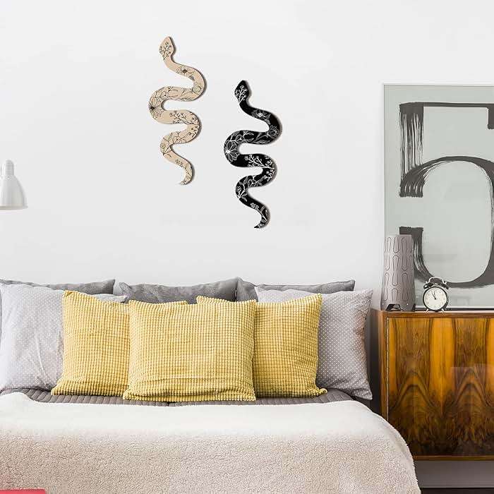 Gerrii Set of 2 Earthy Room Decor Wall Art Boho Witchy Wooden Snake Decor Natural Aesthetic Wall Hanging Boho Art for Apartment Bedroom Living Room(Crawl) - Image 5