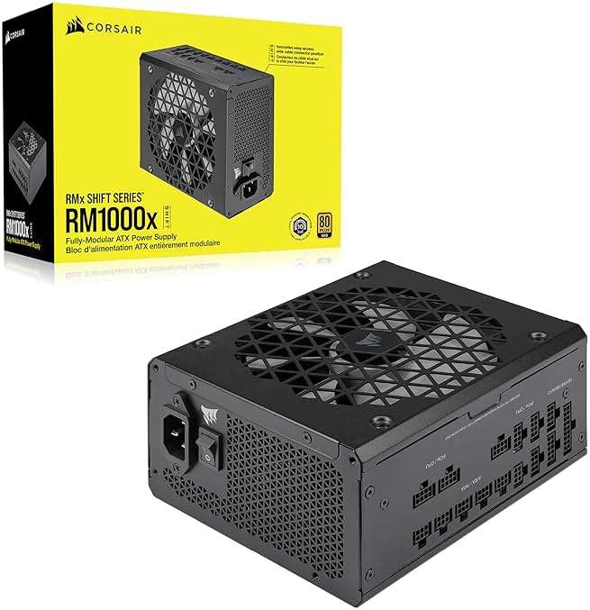 Corsair RM1000x Shift Fully Modular ATX Power Supply - Modular Side Interface - ATX 3.1 & PCIe 5.1 Compliant - Zero RPM Fan Mode - 105°C-Rated Capacitors - 80 Plus Gold Efficiency - Black - Image 8