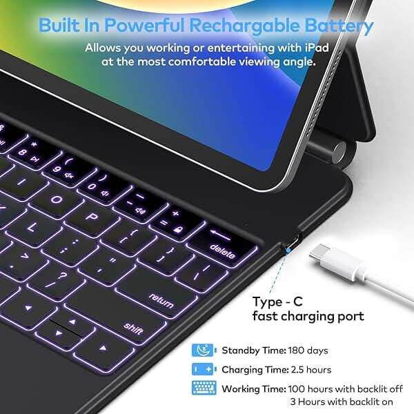 Keyboard Case for iPad Air 11-inch (M4 2026/M3 2025/M2 2024) & iPad Pro 11 inch(1st/2nd/3rd/4th Generation)–Magic-Style Magnetic Keyboard Case with Multi-Touch Trackpad for 10.9” iPad Air 4th/5th Gen. - Image 9