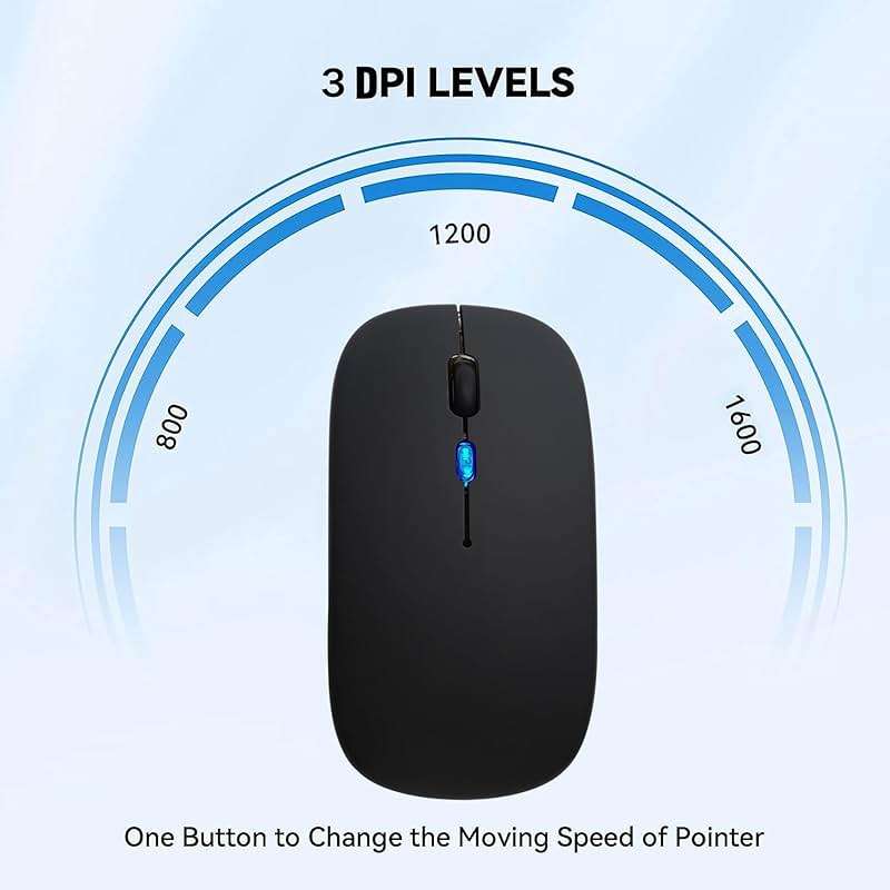 WREANU Wireless Bluetooth Mouse Rechargeable Laptop Mice with LED Lights Silent Slim Use(BT5.2 and 2.4G Portable USB) Dual Mode Computer Mouse for Laptop/iPad/Tablet/Apple/Computer/Mac (Black) - Image 6