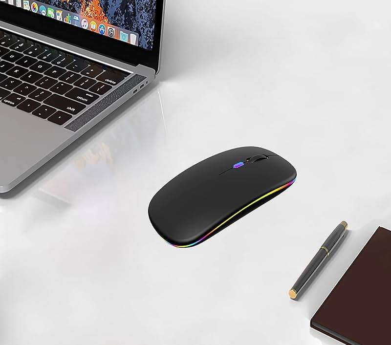 WREANU Wireless Bluetooth Mouse Rechargeable Laptop Mice with LED Lights Silent Slim Use(BT5.2 and 2.4G Portable USB) Dual Mode Computer Mouse for Laptop/iPad/Tablet/Apple/Computer/Mac (Black) - Image 7
