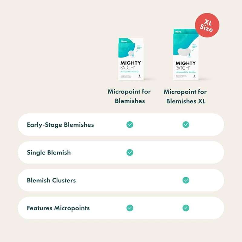 Mighty Patch Micropoint Large Hydrocolloid Pimple Patches for Face Blemishes from Hero Cosmetics, Acne Stickers for Early Stage Zits & Hidden Pimples, 395 Proprietary Micropoints, 8 Count - Image 9