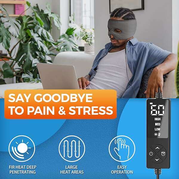 sticro Sinus Relief Mask Moist Heat with 3 Temp Settings, Ex-Large Headache Mask Electric Face Heating Pad for Sinus Pressure Relief, Migraine, Tension Headache Relief - Image 5