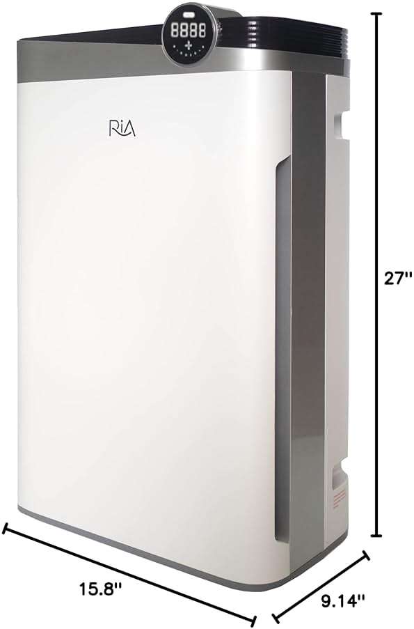 RIA BreezeGuard Smart HEPA Air Purifier for Large Room up to 2500 SqFt with Sleep Mode, App Control, Air Quality Monitor, Washable Filter, Evaporative Humidifier for Home Bedroom Pet Dander Smoke Dust - Image 2
