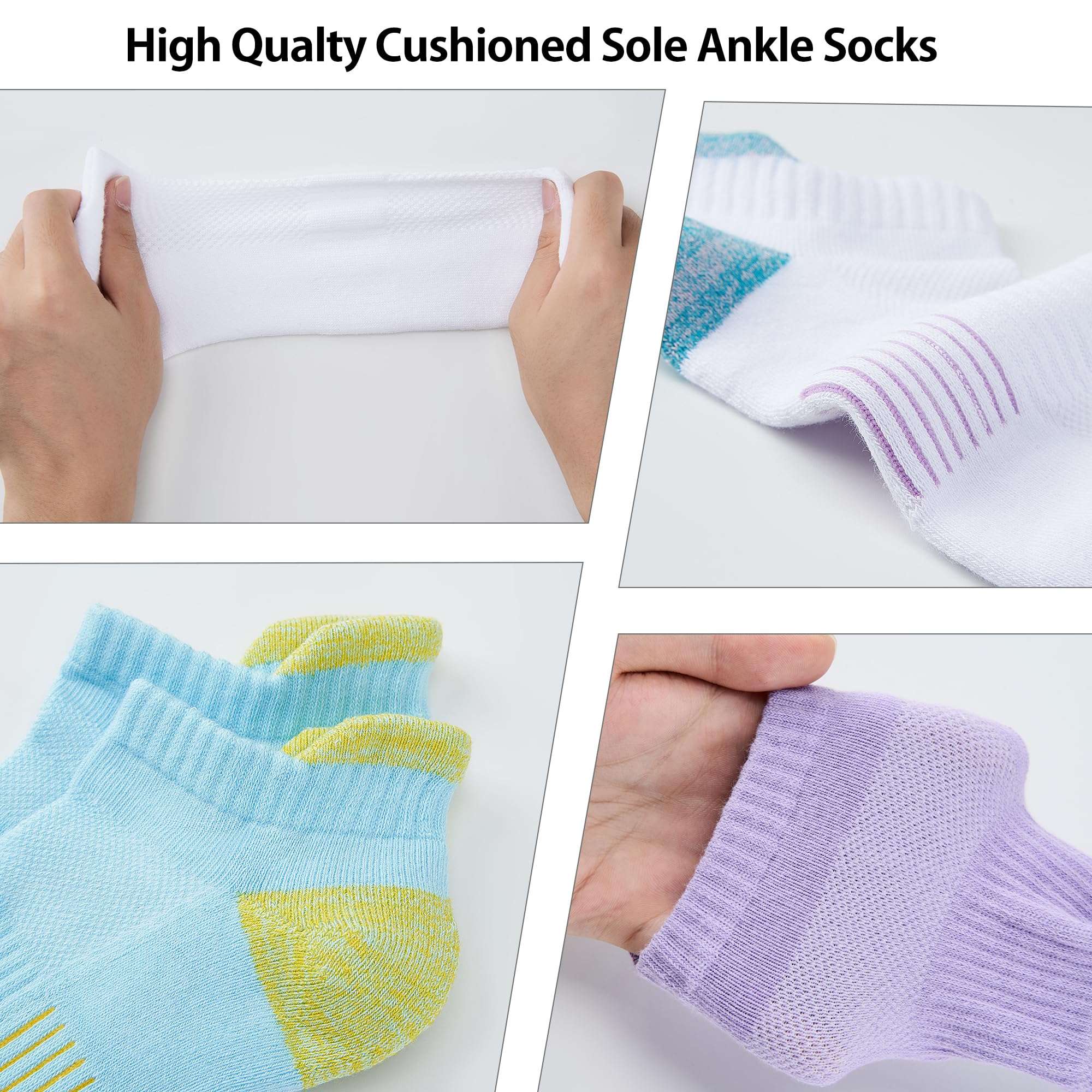 ATBITER Womens Ankle Socks 6 Pairs Cushioned Running Athletic No Show Socks With Tab - Image 8