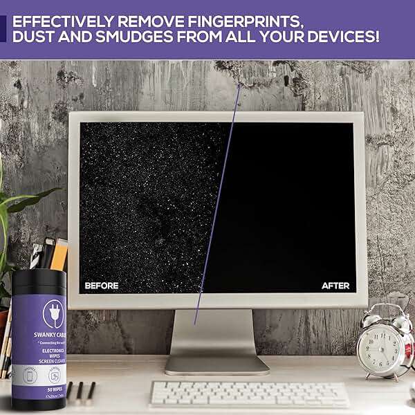 Swanky Cables Screen Cleaner Wipes: Electronic Wipes for Screens - Computer Screen Wipes for Lens, Phone, Tv Screen and Monitor Cleaning - Tech Wipes & Microfiber Cloth (Canister, 200 Count) - Image 4