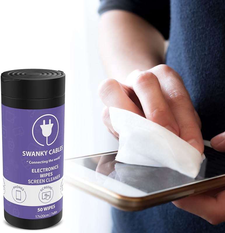 Swanky Cables Screen Cleaner Wipes: Electronic Wipes for Screens - Computer Screen Wipes for Lens, Phone, Tv Screen and Monitor Cleaning - Tech Wipes & Microfiber Cloth (Canister, 200 Count) - Image 5