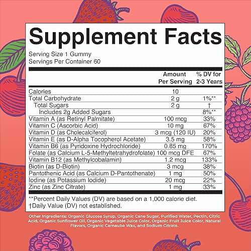MaryRuth's Toddler Multivitamin Gummies | USDA Organic | 2 Month Supply | Kid & Toddlers Age 2+ Daily Multivitamin: Vitamin C, D3, Zinc | Kids Vitamins | Only 1 Gummy Per Day | 60 Ct (60 Day Supply) - Image 2