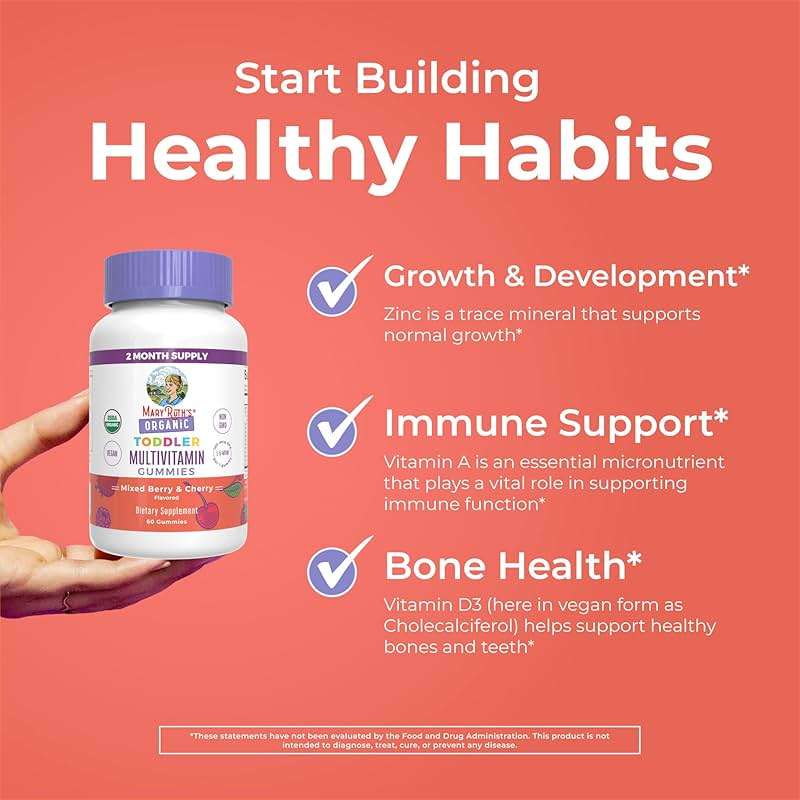 MaryRuth's Toddler Multivitamin Gummies | USDA Organic | 2 Month Supply | Kid & Toddlers Age 2+ Daily Multivitamin: Vitamin C, D3, Zinc | Kids Vitamins | Only 1 Gummy Per Day | 60 Ct (60 Day Supply) - Image 5