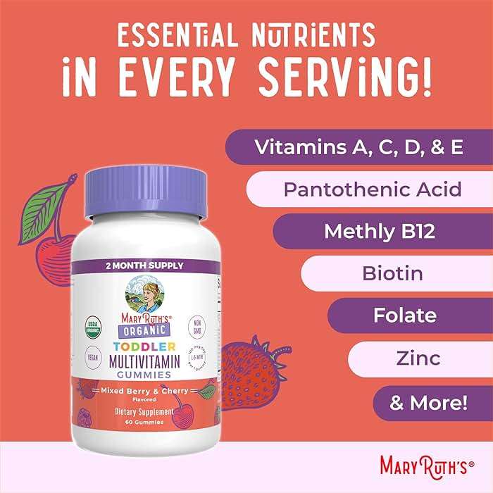 MaryRuth's Toddler Multivitamin Gummies | USDA Organic | 2 Month Supply | Kid & Toddlers Age 2+ Daily Multivitamin: Vitamin C, D3, Zinc | Kids Vitamins | Only 1 Gummy Per Day | 60 Ct (60 Day Supply) - Image 7