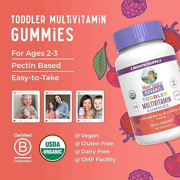 MaryRuth's Toddler Multivitamin Gummies | USDA Organic | 2 Month Supply | Kid & Toddlers Age 2+ Daily Multivitamin: Vitamin C, D3, Zinc | Kids Vitamins | Only 1 Gummy Per Day | 60 Ct (60 Day Supply) - Image 8