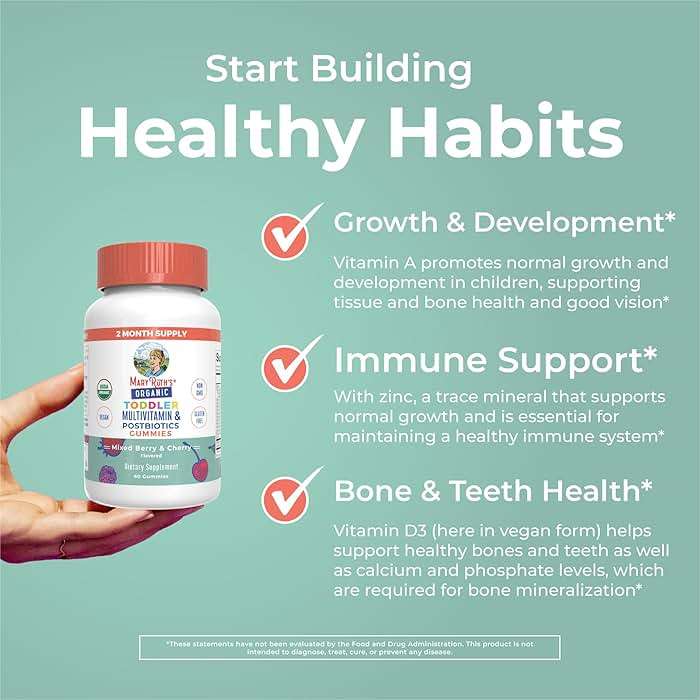 MARYRUTH'S Organics Toddler Multivitamin Gummies + Postbiotics | USDA Organic | Vitamins for Kids Ages 2+ | Immune Support | Vitamin C | Vitamin D3 | Vitamin A | Zinc | Vegan | Non-GMO | 60 Servings - Image 5