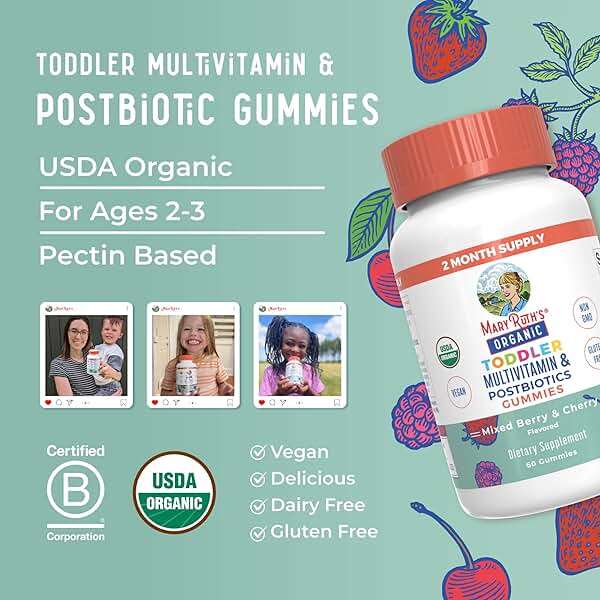 MARYRUTH'S Organics Toddler Multivitamin Gummies + Postbiotics | USDA Organic | Vitamins for Kids Ages 2+ | Immune Support | Vitamin C | Vitamin D3 | Vitamin A | Zinc | Vegan | Non-GMO | 60 Servings - Image 8