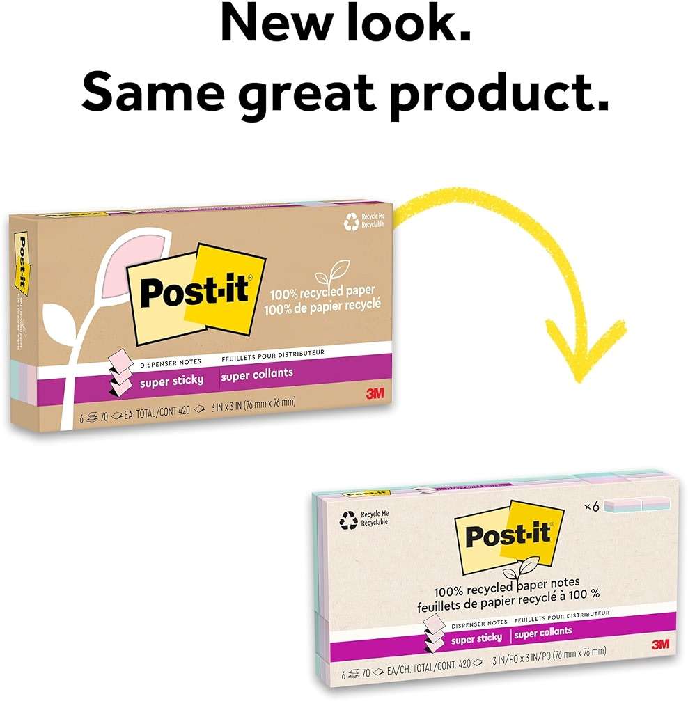 Post-it Super Sticky 100% Recycled Pop-up Notes, 3 in. x 3 in., 70 Sheets, 6 Pads, Wanderlust Collection, Back to School Supplies and Office Products - Image 10