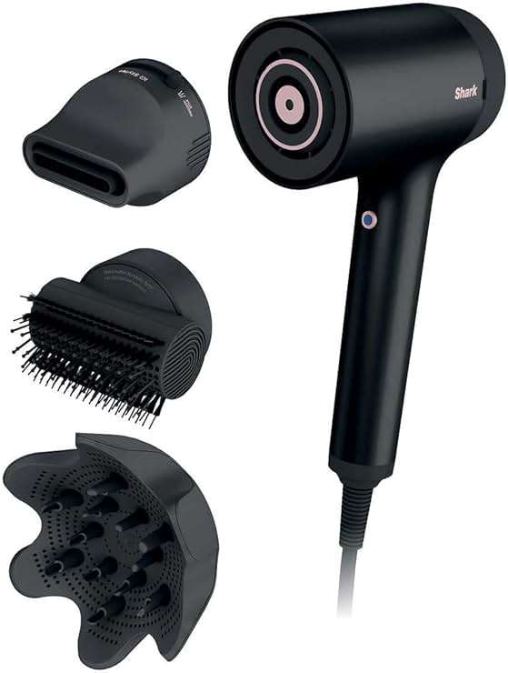 SHARK HD125CO Hair Blow Dryer HyperAIR Fast-Drying with IQ 2-in-1 Concentrator, IQ Styling Brush & IQ Curl-Defining Diffuser Attachments, Black (Renewed), 1.0 Count - Image 1