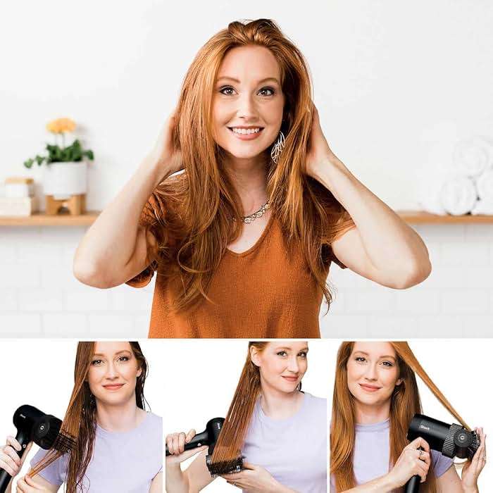 SHARK HD125CO Hair Blow Dryer HyperAIR Fast-Drying with IQ 2-in-1 Concentrator, IQ Styling Brush & IQ Curl-Defining Diffuser Attachments, Black (Renewed), 1.0 Count - Image 6