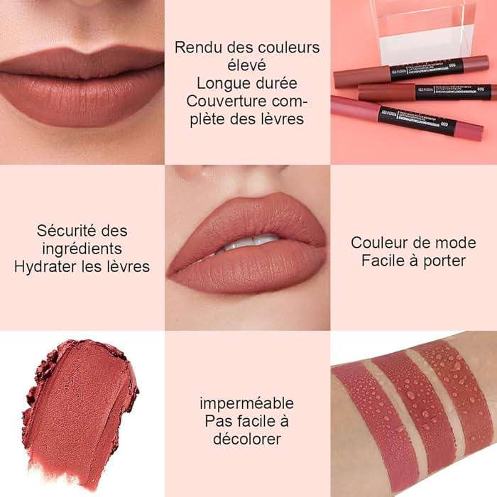 evpct 3Pcs Brown Lip Liner Crayon Pencils Set for Women, Neutral Matte Lipstick Lip Stick Crayon Long Lasting, Lips Pencil Liner and Lipstick set, Lipliner Pencil 24 Hours Long Wearing Lipstick labial - Image 6
