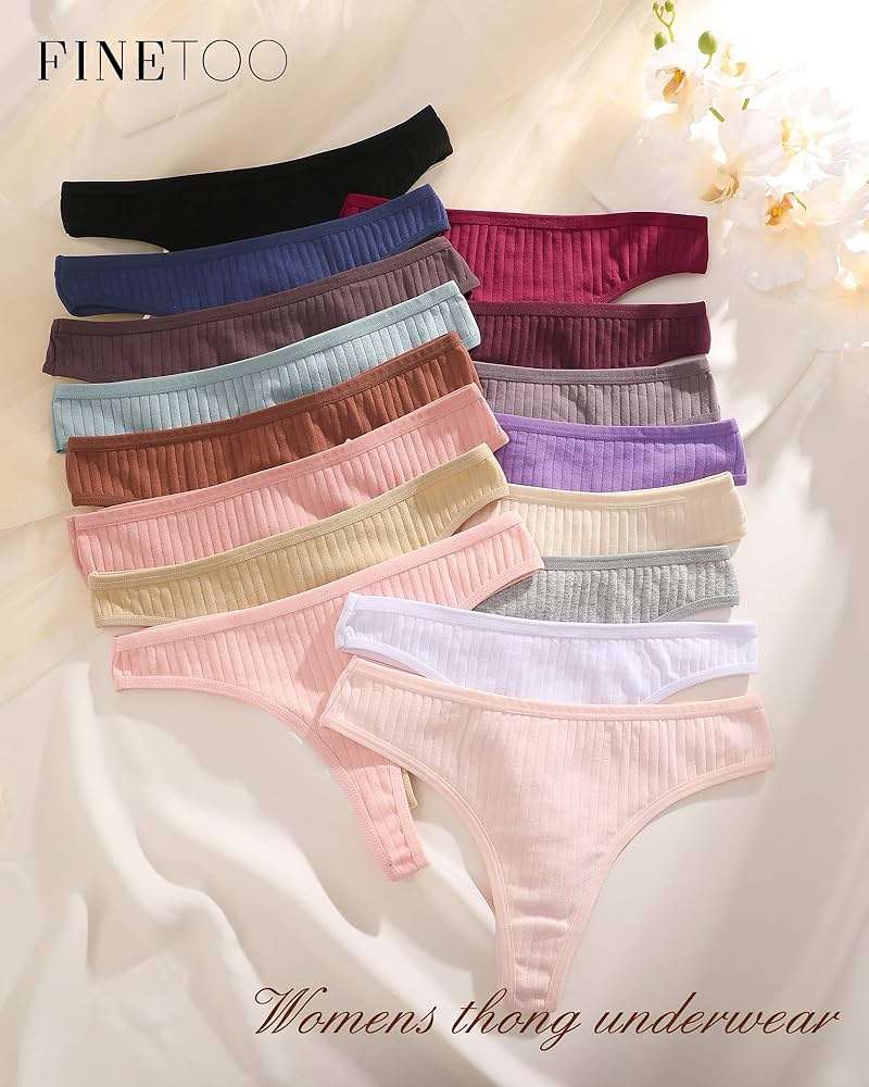 FINETOO Cotton Thongs for Women Soft Low Rise Sexy Thong Ladies Panties Womens Underwear 6 Pack XS-XXXL - Image 5