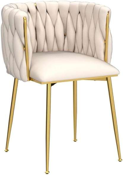 Nrizc Velvet Dining Chairs Set of 4, Woven Upholstered Dining Chairs with Gold Metal Legs, Modern Accent Chairs for Living Room, Dining Room, Kitchen - Image 5