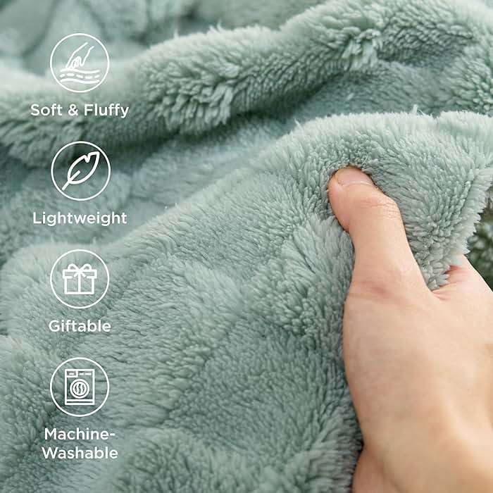 Bedsure GentleSoft Sage Green Throw Blanket for Couch - Checkered Cute Fleece Blankets, Soft Cozy Summer Throw for Bedroom Home Decor Gifts for Mom Girls, Green, 50x60 Inches - Image 4