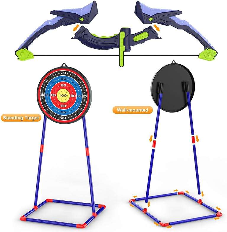 2 Pack Bow and Arrow Set for Kids, Light Up Archery Set with 14 Suction Cup Arrows, Archery Targets Outdoor Games for Kids Ages 4-8 8-12, Birthday Gifts Toys for 5 6 7 8 9 10 11 12 Year Old Boys Girls - Image 9