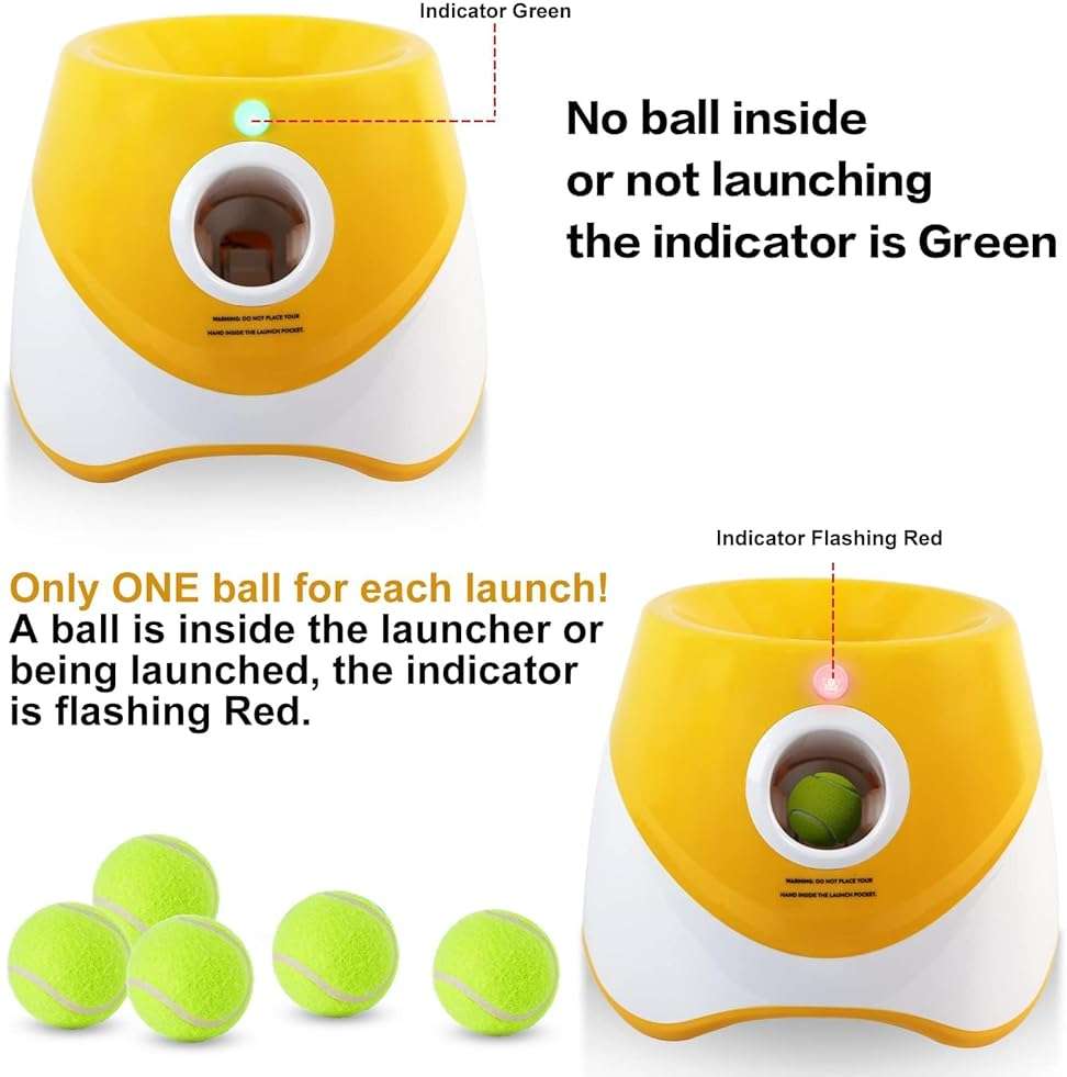 MEKAPLE Dog Ball Thrower Launcher, Automatic Launcher with 6 Mini Tennis Balls, Interactive Dog Toys Indoor Outdoor Ball Thrower Machine for Small Dogs with 3 Distance Settings - Image 2