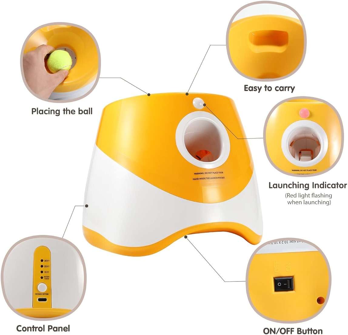 MEKAPLE Dog Ball Thrower Launcher, Automatic Launcher with 6 Mini Tennis Balls, Interactive Dog Toys Indoor Outdoor Ball Thrower Machine for Small Dogs with 3 Distance Settings - Image 3