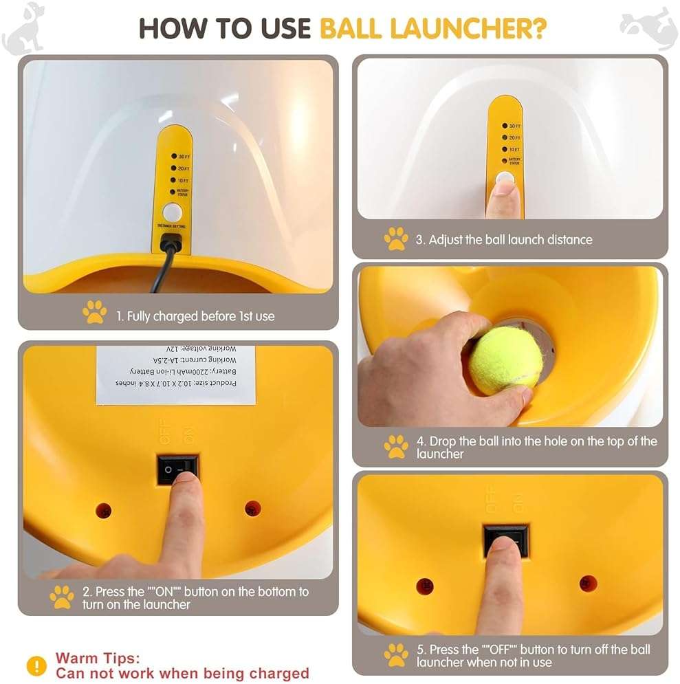 MEKAPLE Dog Ball Thrower Launcher, Automatic Launcher with 6 Mini Tennis Balls, Interactive Dog Toys Indoor Outdoor Ball Thrower Machine for Small Dogs with 3 Distance Settings - Image 5