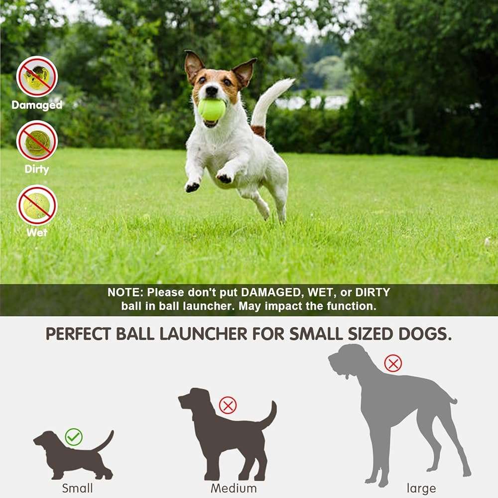 MEKAPLE Dog Ball Thrower Launcher, Automatic Launcher with 6 Mini Tennis Balls, Interactive Dog Toys Indoor Outdoor Ball Thrower Machine for Small Dogs with 3 Distance Settings - Image 7