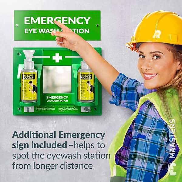 MAASTERS BPA Free Portable Eye Wash Station - Wall-Mounted First Aid Eye Wash Kit with Mirror & 2X 16oz Empty Bottles - No Eyewash Solution Included - Emergency Eyewash - Set of 1 - Image 4