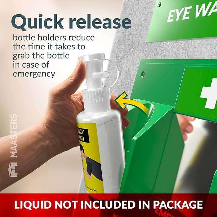 MAASTERS BPA Free Portable Eye Wash Station - Wall-Mounted First Aid Eye Wash Kit with Mirror & 2X 16oz Empty Bottles - No Eyewash Solution Included - Emergency Eyewash - Set of 1 - Image 8