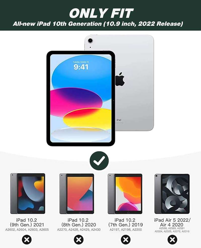 ZryXal iPad (A16) Case/iPad 10th Generation Case [11-Inch 2025/10.9 Inch 2022] with Pencil Holder, Smart Cover with Soft TPU Back [Support Auto Wake/Sleep] (New Midnight Green) - Image 2