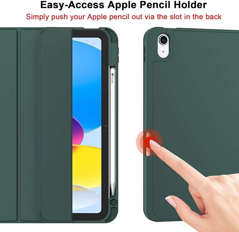 ZryXal iPad (A16) Case/iPad 10th Generation Case [11-Inch 2025/10.9 Inch 2022] with Pencil Holder, Smart Cover with Soft TPU Back [Support Auto Wake/Sleep] (New Midnight Green) - Image 3