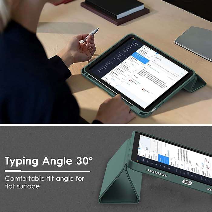 ZryXal iPad (A16) Case/iPad 10th Generation Case [11-Inch 2025/10.9 Inch 2022] with Pencil Holder, Smart Cover with Soft TPU Back [Support Auto Wake/Sleep] (New Midnight Green) - Image 4