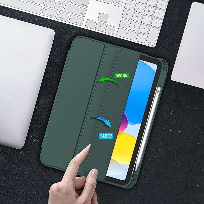 ZryXal iPad (A16) Case/iPad 10th Generation Case [11-Inch 2025/10.9 Inch 2022] with Pencil Holder, Smart Cover with Soft TPU Back [Support Auto Wake/Sleep] (New Midnight Green) - Image 6