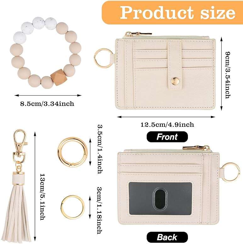 KNGITRYI Wallet Keychain Wristlet for Women,Slim RFID Credit Card Holder Purse Tassel Keychain Bangle Key Ring for Men Women - Image 2
