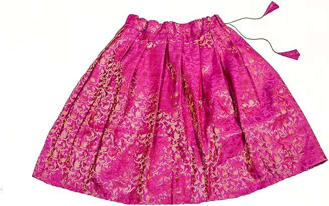 TRADITION INDIA Green Dupion Silk Lehenga Choli Set, Kids Sleeveless Lehenga Choli - Image 2