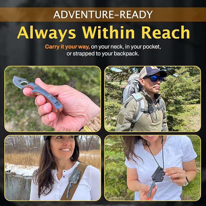 OUTDOOR ELEMENT Contour Feather Adventure Survival Knife - Fixed Blade, Hunting, Camping Knife with Fire Starter, Sharpener, Whistle, Hex Driver, Sheath - Full Tang, VG10 Steel, Belt Clip - Image 8