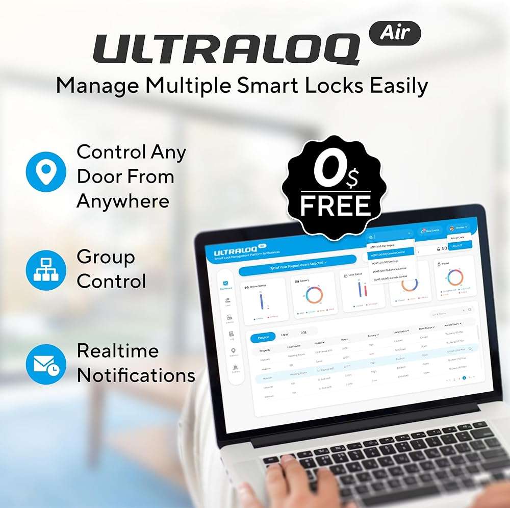 ULTRALOQ Latch 5 Smart Lock, World's First WiFi Smart Lever Lock, Auto-Lock, Touchscreen Digital Keypad, Fingerprint Door Handle for Home Front Door, Rental, Office, App Remote Control, Black - Image 5