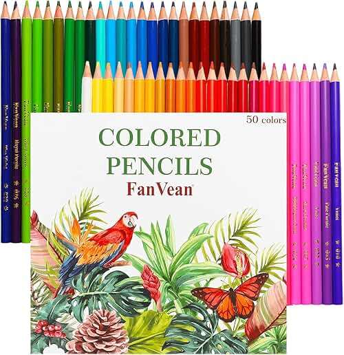 FanVean Colored Pencils 50 count Color Pencil for adult Coloring Books Color Pencils Set Ideal for Drawing Blending Shading,Gift for Mothers Adults Beginners - Image 1