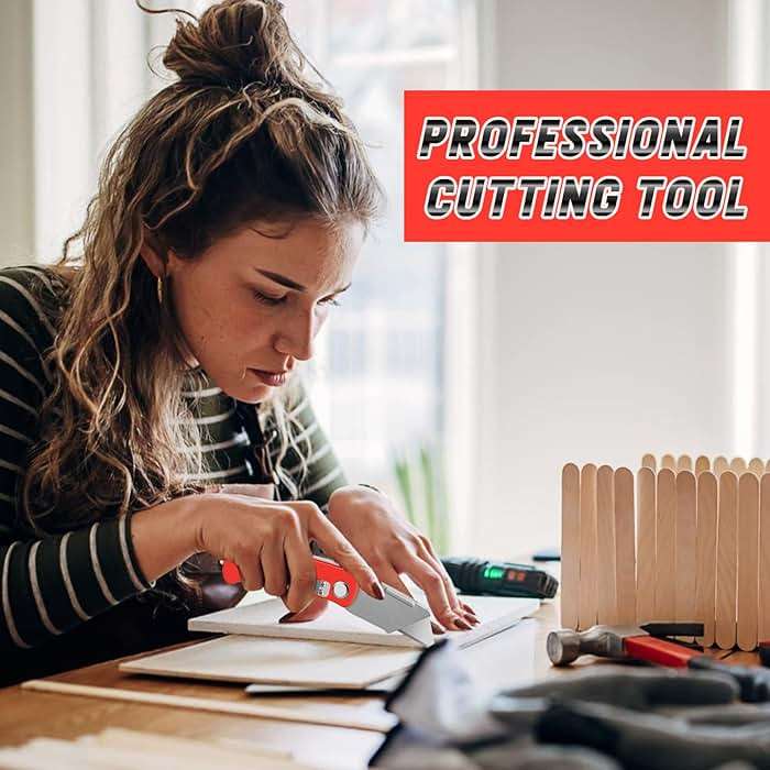 JETMORE 4 Pack Folding Utility Knife Box Cutter Mat Cutter with 10 Mat Cutter Blades Cutters for Mat Board Cardboard Home Office Warehouse Durable Razor Knife Box Opener with Clip Navajas de Trabajo - Image 3