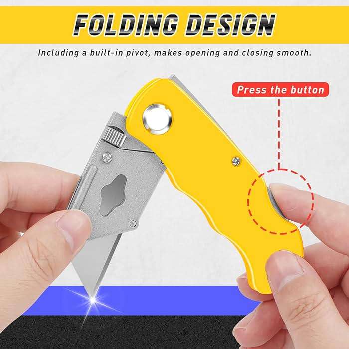 JETMORE 4 Pack Folding Utility Knife Box Cutter Mat Cutter with 10 Mat Cutter Blades Cutters for Mat Board Cardboard Home Office Warehouse Durable Razor Knife Box Opener with Clip Navajas de Trabajo - Image 4