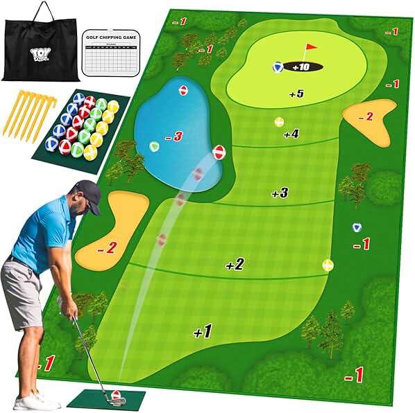 TOY Life Chipping Golf Game Mat Indoor Outdoor Games for Adults and Family Kids Outdoor Play Equipment Stick Chip Game Indoor Golf Set Backyard Games Outdoor Toys for Kids - Image 1