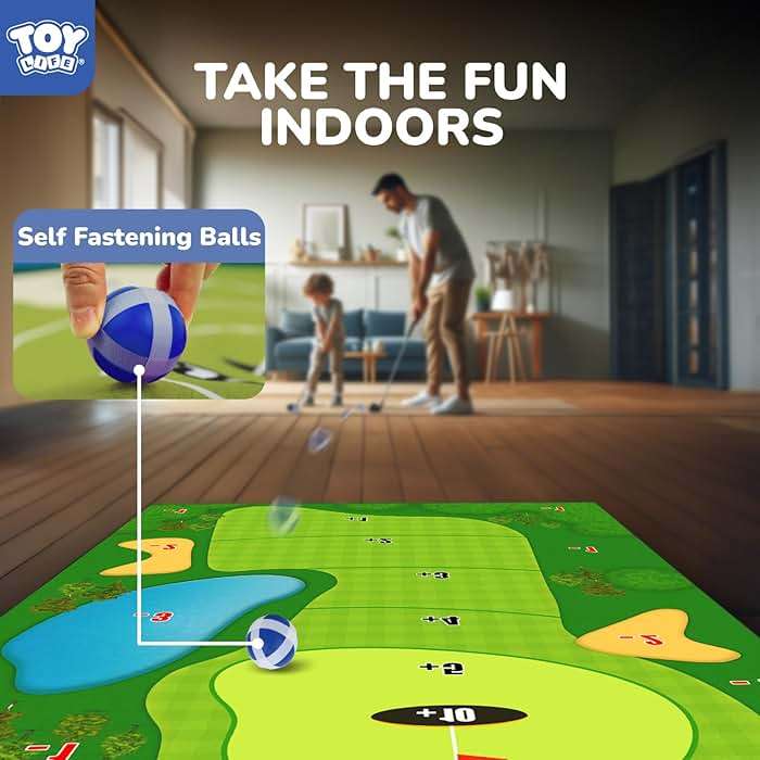 TOY Life Chipping Golf Game Mat Indoor Outdoor Games for Adults and Family Kids Outdoor Play Equipment Stick Chip Game Indoor Golf Set Backyard Games Outdoor Toys for Kids - Image 2